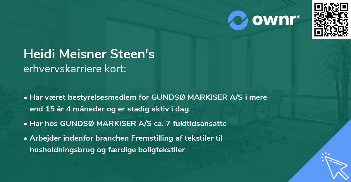 Heidi Meisner Steen's erhvervskarriere kort