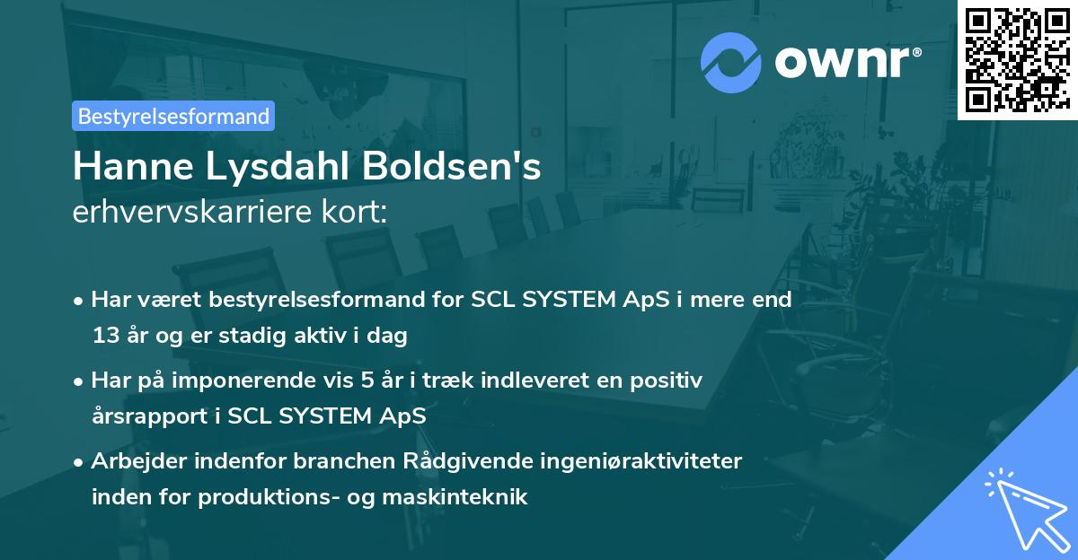 Hanne Lysdahl Boldsen's erhvervskarriere kort