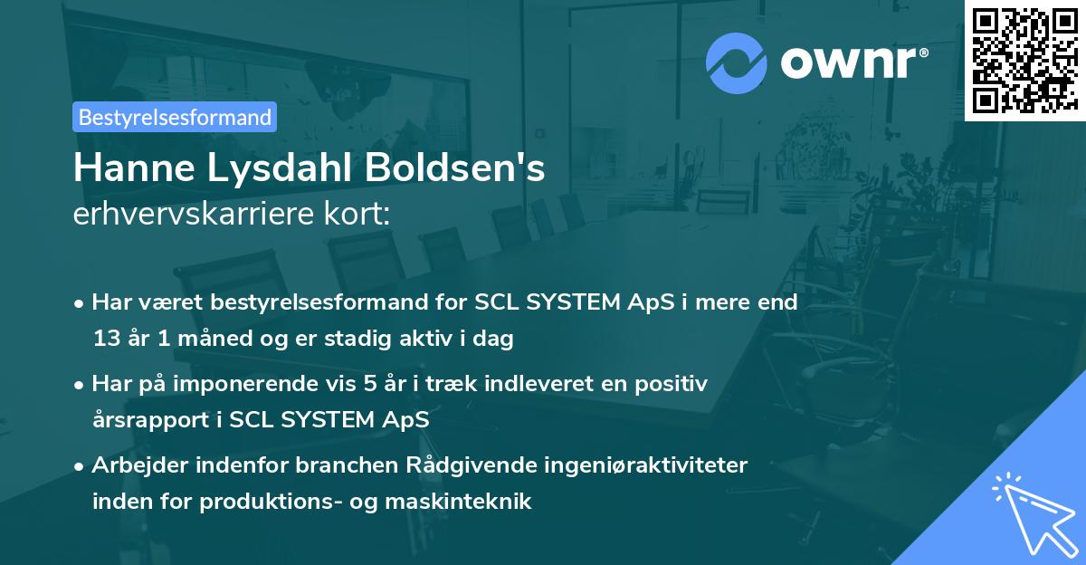 Hanne Lysdahl Boldsen's erhvervskarriere kort