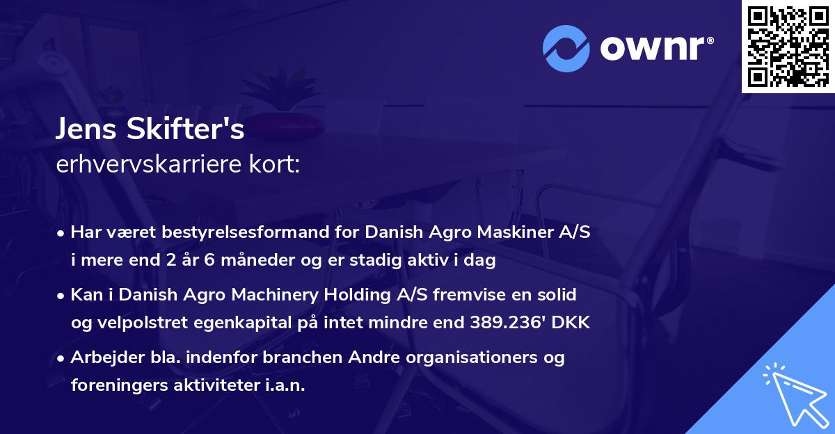 Jens Skifter's erhvervskarriere kort