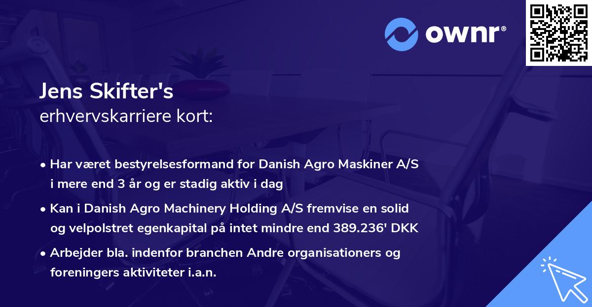 Jens Skifter's erhvervskarriere kort