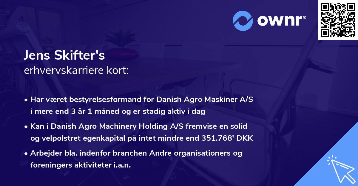 Jens Skifter's erhvervskarriere kort