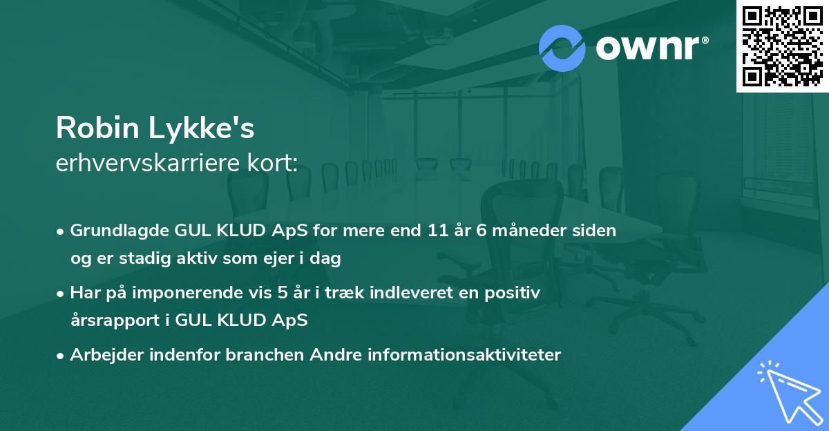 Robin Lykke's erhvervskarriere kort