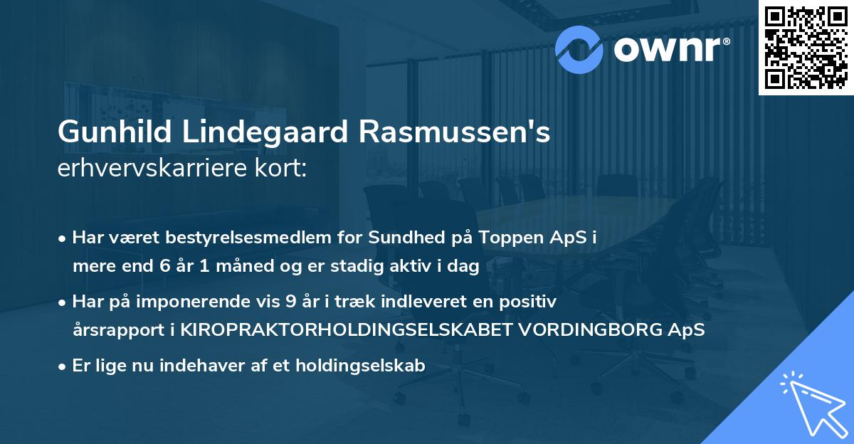 Gunhild Lindegaard Rasmussen's erhvervskarriere kort