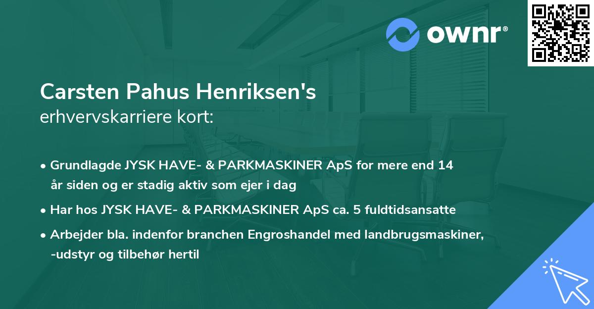 Carsten Pahus Henriksen's erhvervskarriere kort