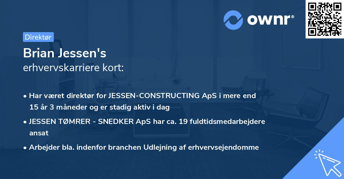 Brian Jessen's erhvervskarriere kort