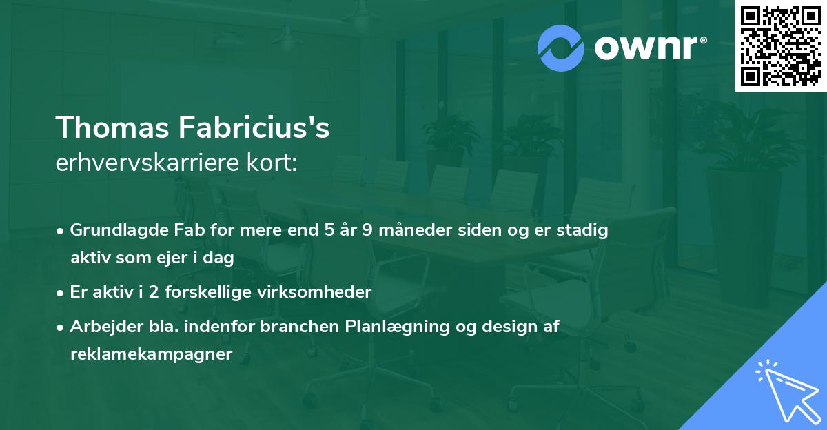 Thomas Fabricius's erhvervskarriere kort
