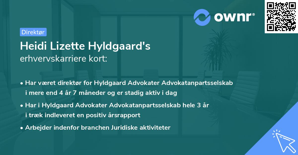 Heidi Lizette Hyldgaard's erhvervskarriere kort