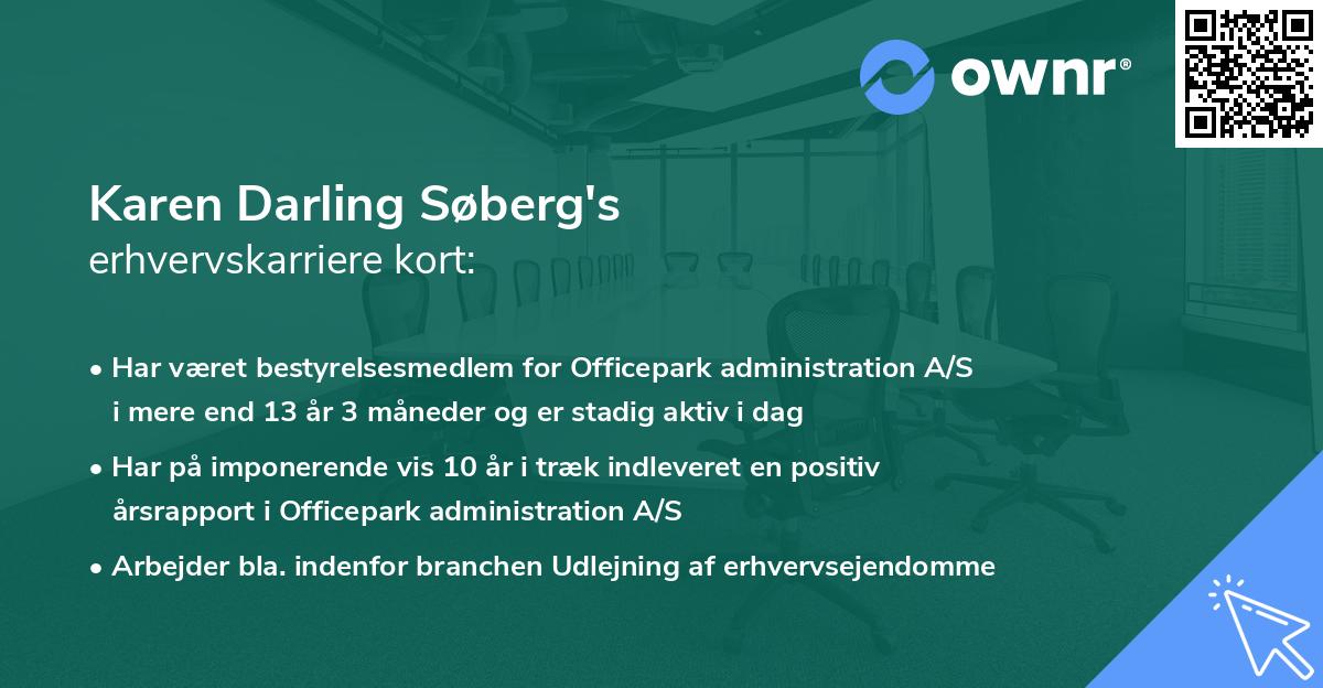 Karen Darling Søberg's erhvervskarriere kort