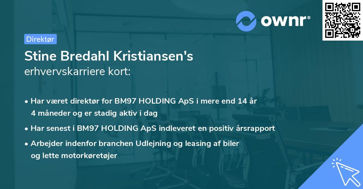 Stine Bredahl Kristiansen's erhvervskarriere kort