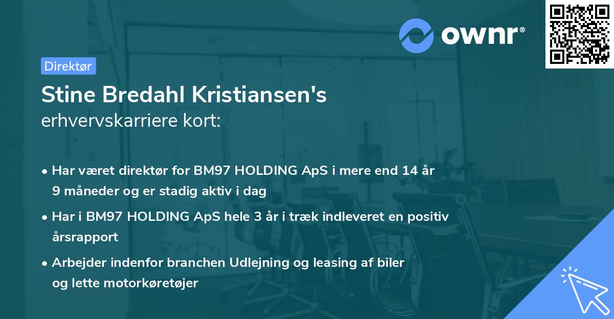 Stine Bredahl Kristiansen's erhvervskarriere kort