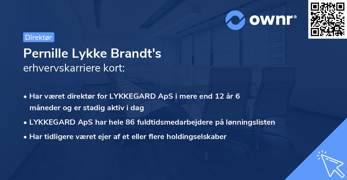 Pernille Lykke Brandt's erhvervskarriere kort