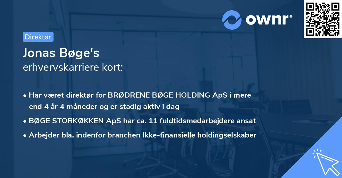 Jonas Bøge's erhvervskarriere kort