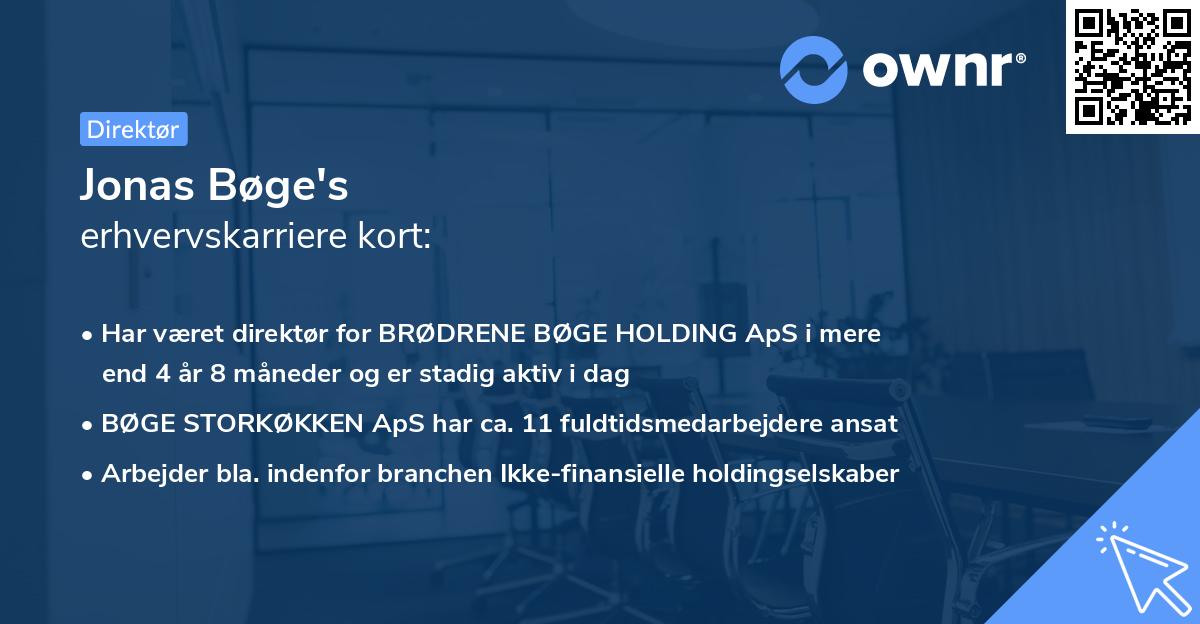 Jonas Bøge's erhvervskarriere kort