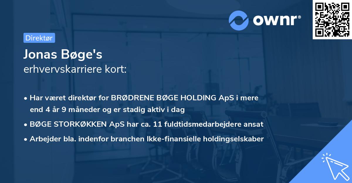 Jonas Bøge's erhvervskarriere kort