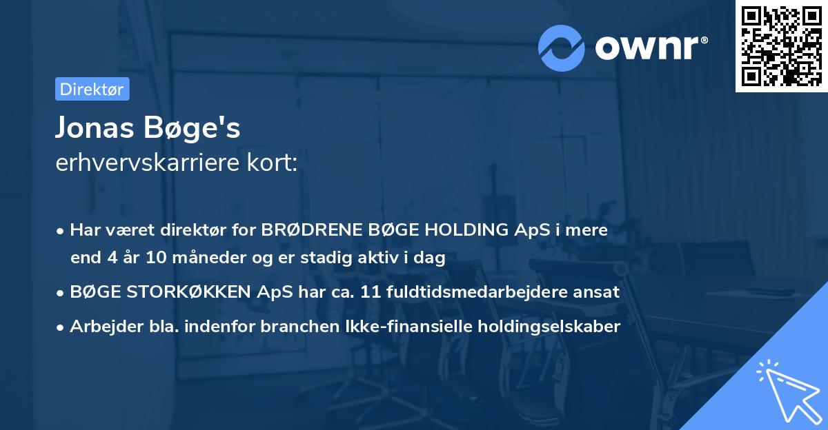 Jonas Bøge's erhvervskarriere kort