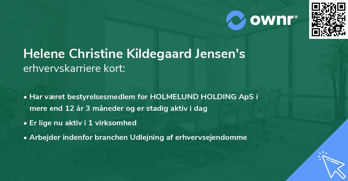 Helene Christine Kildegaard Jensen's erhvervskarriere kort