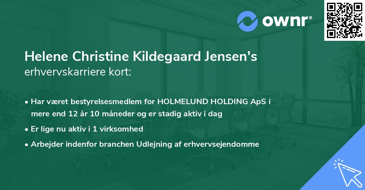 Helene Christine Kildegaard Jensen's erhvervskarriere kort