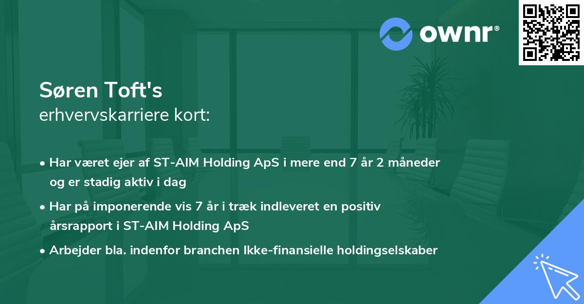 Søren Toft's erhvervskarriere kort