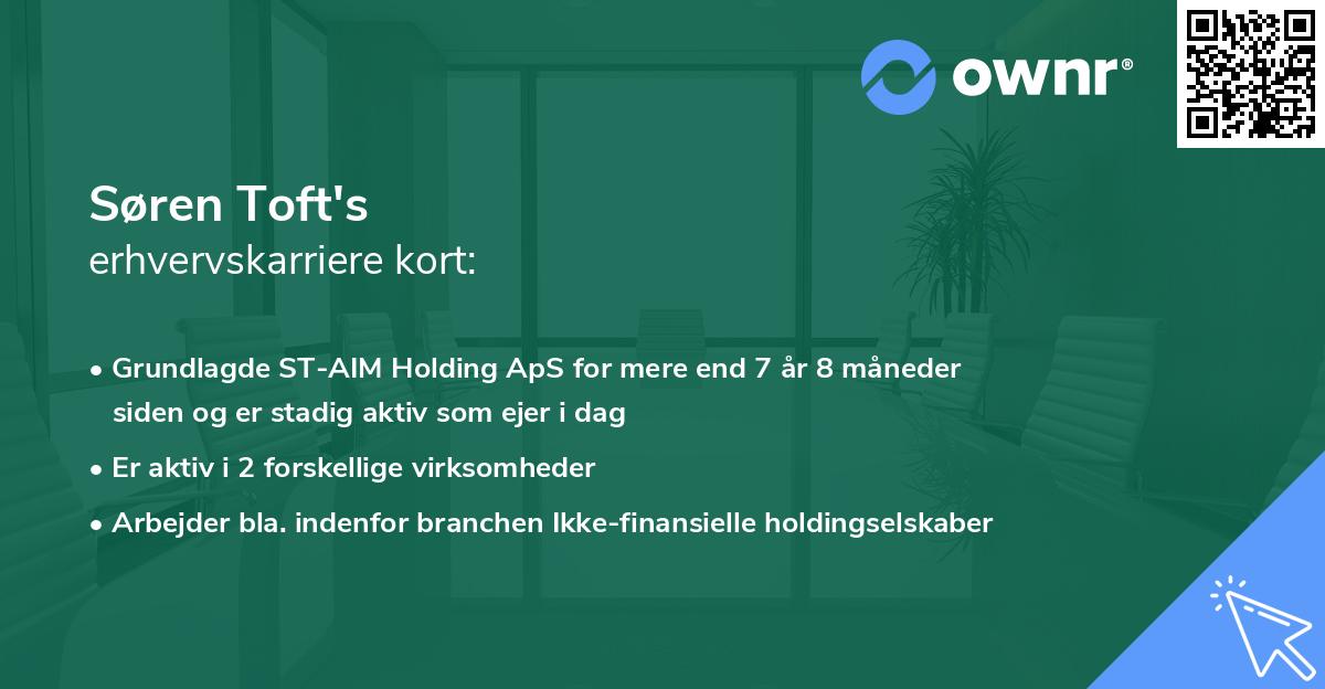 Søren Toft's erhvervskarriere kort