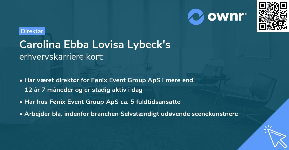 Carolina Ebba Lovisa Lybeck's erhvervskarriere kort