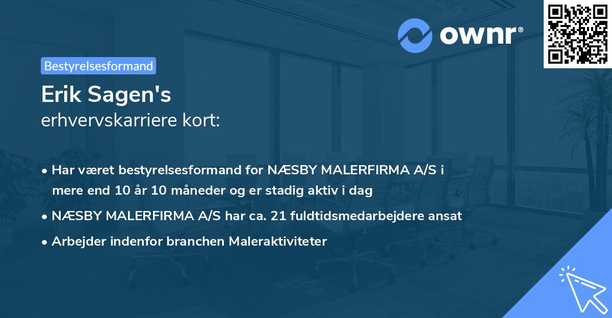 Erik Sagen's erhvervskarriere kort