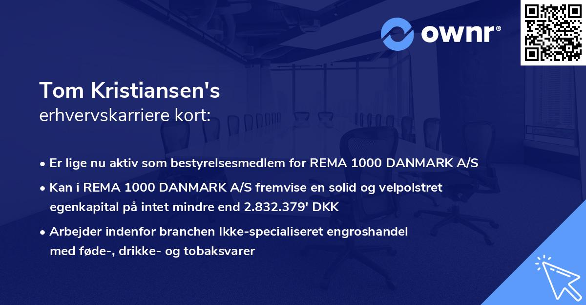 Tom Kristiansen's erhvervskarriere kort