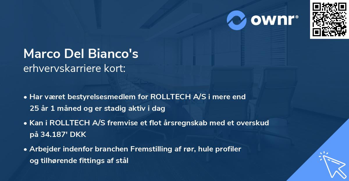 Marco Del Bianco's erhvervskarriere kort