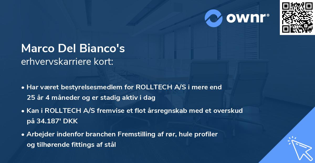 Marco Del Bianco's erhvervskarriere kort