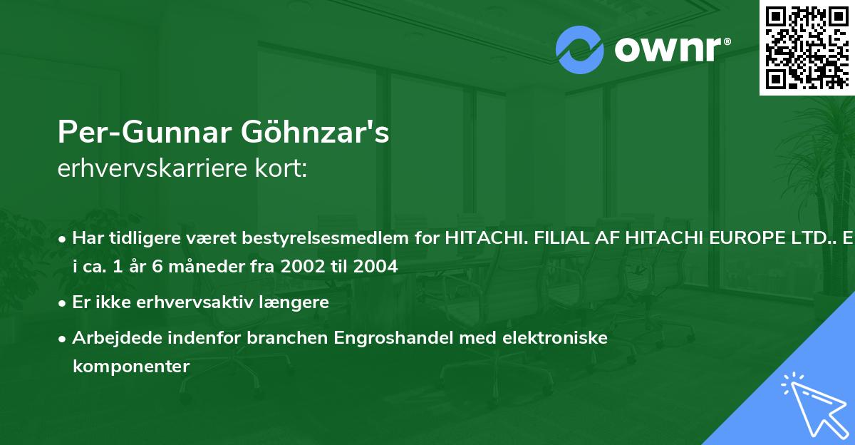 Per-Gunnar Göhnzar's erhvervskarriere kort