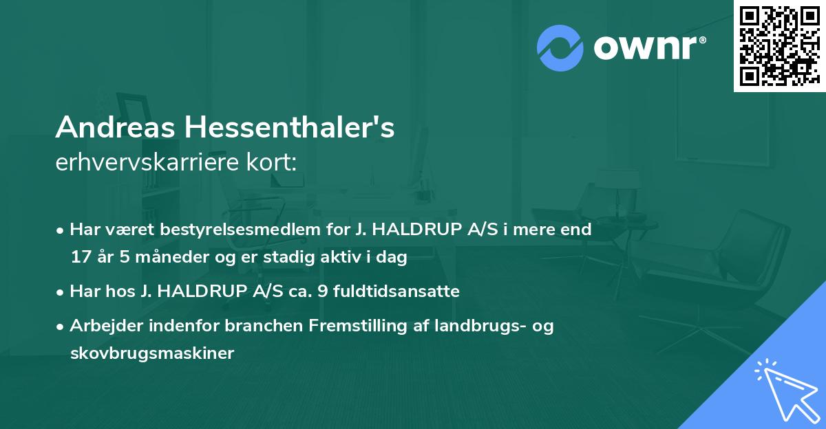 Andreas Hessenthaler's erhvervskarriere kort