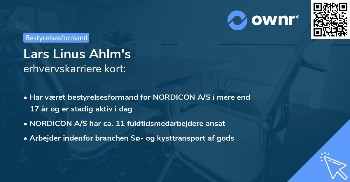 Lars Linus Ahlm's erhvervskarriere kort