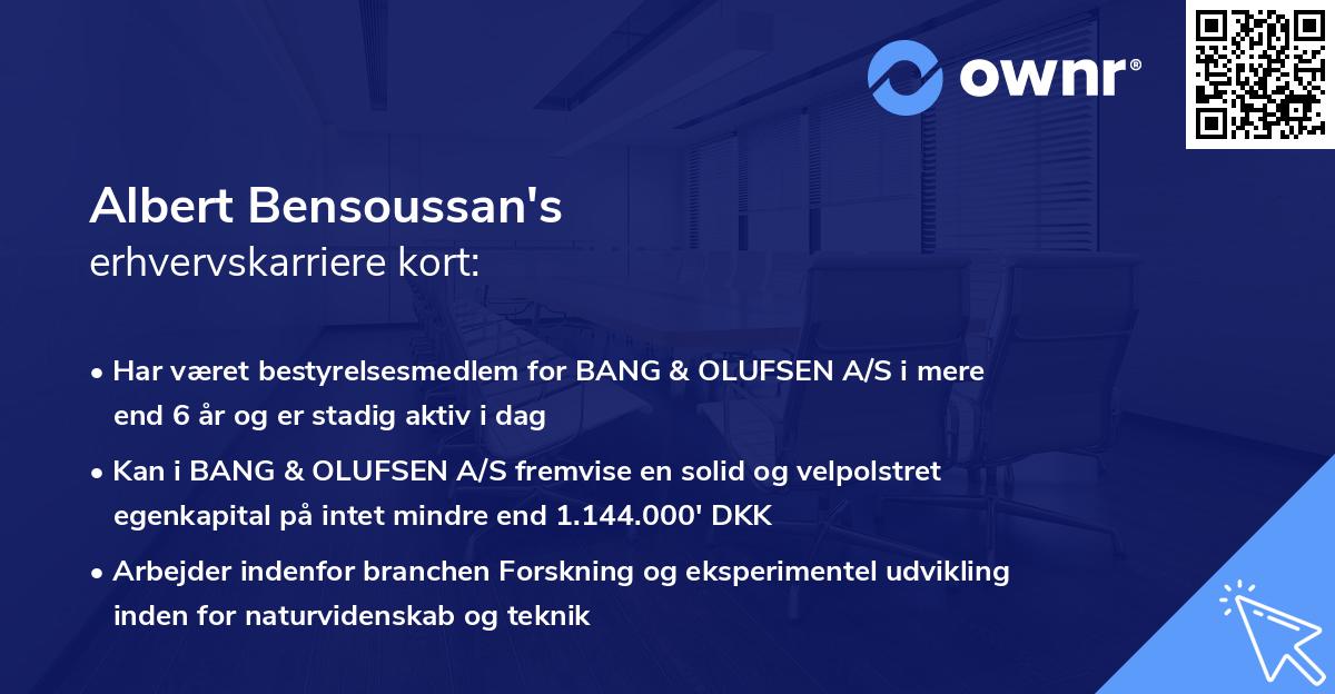 Albert Bensoussan's erhvervskarriere kort