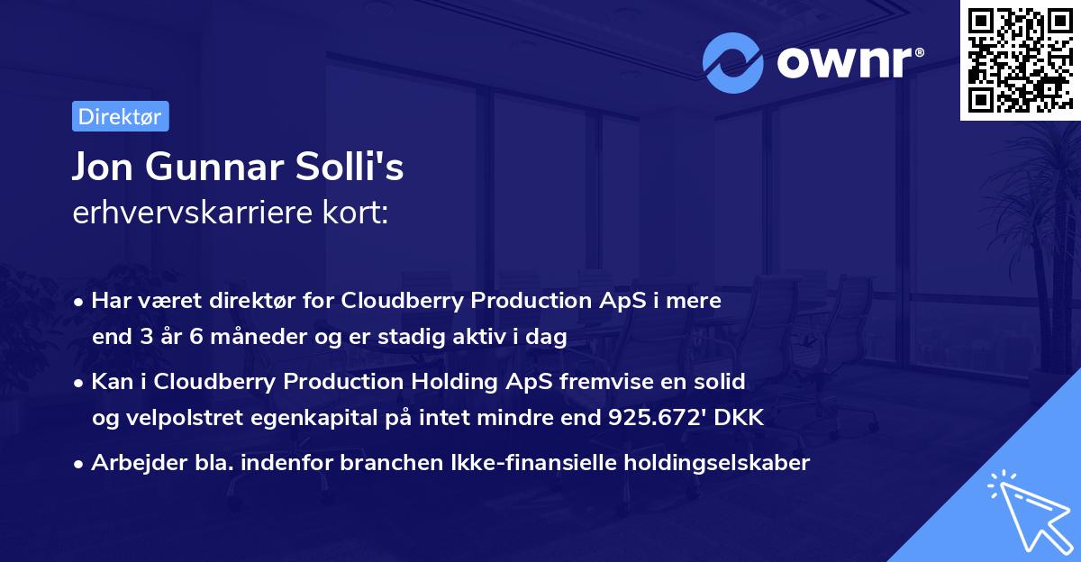 Jon Gunnar Solli's erhvervskarriere kort