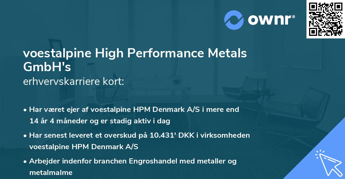voestalpine High Performance Metals GmbH's erhvervskarriere kort