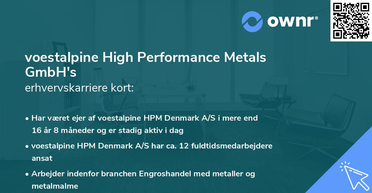 voestalpine High Performance Metals GmbH's erhvervskarriere kort