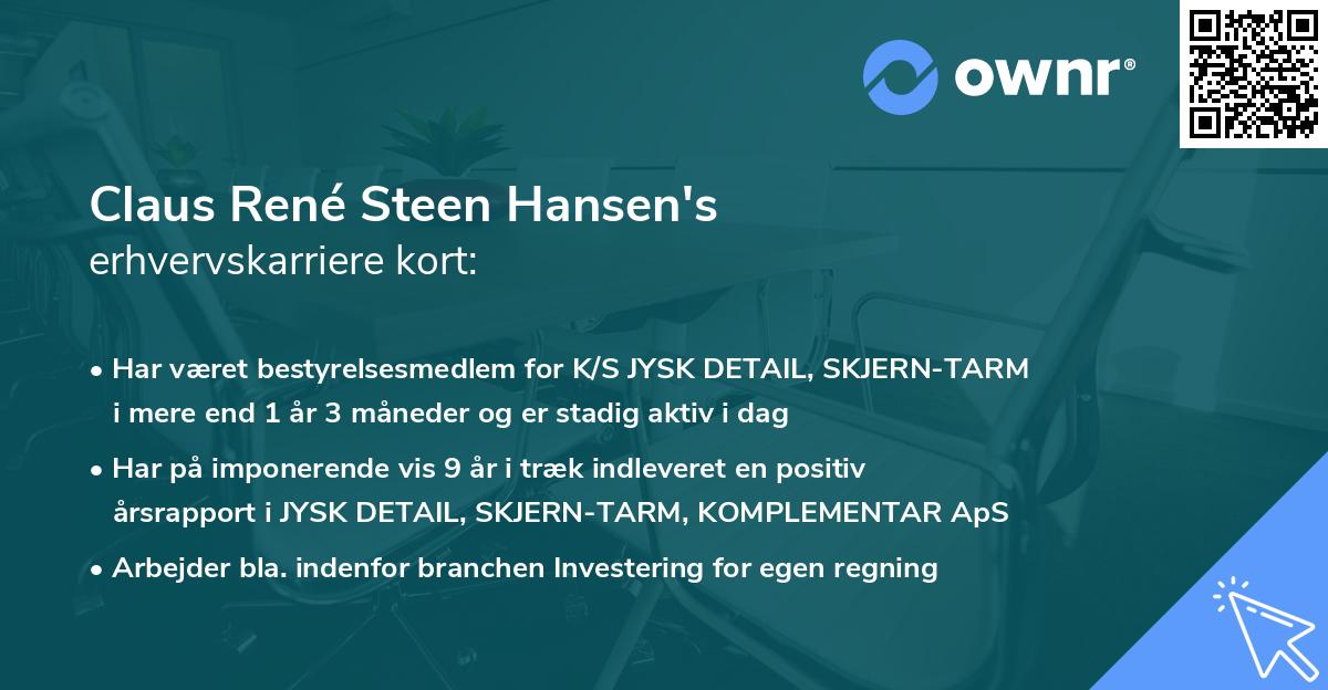 Claus René Steen Hansen's erhvervskarriere kort