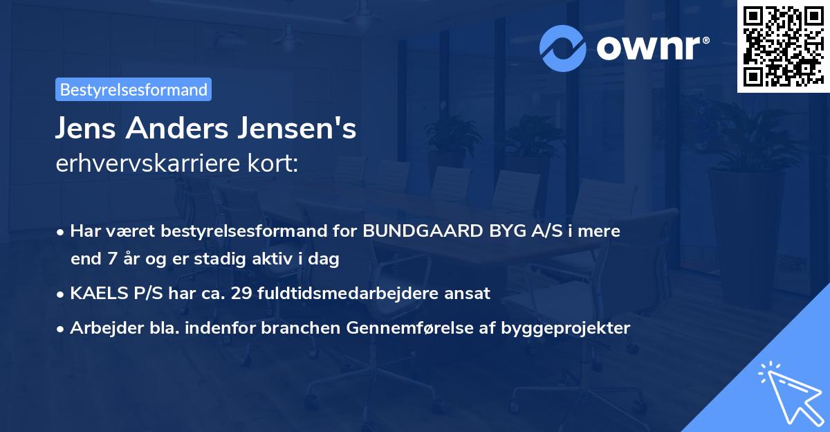 Jens Anders Jensen's erhvervskarriere kort