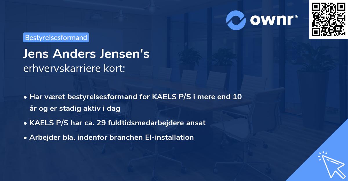 Jens Anders Jensen's erhvervskarriere kort
