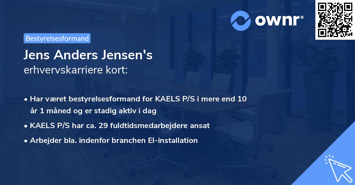 Jens Anders Jensen's erhvervskarriere kort