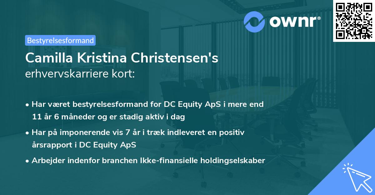 Camilla Kristina Christensen's erhvervskarriere kort