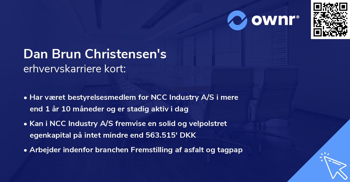 Dan Brun Christensen's erhvervskarriere kort