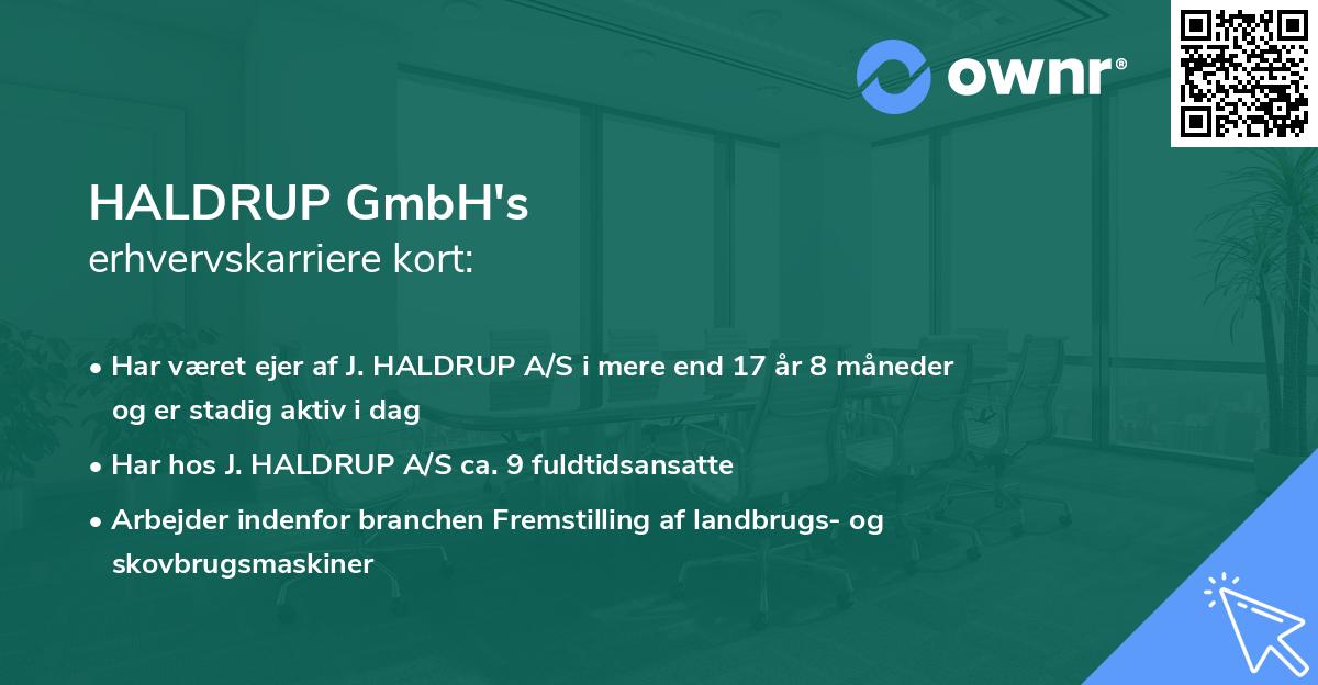HALDRUP GmbH's erhvervskarriere kort