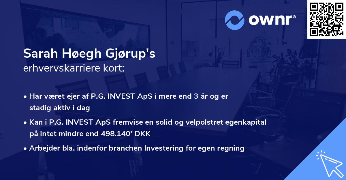 Sarah Høegh Gjørup's erhvervskarriere kort