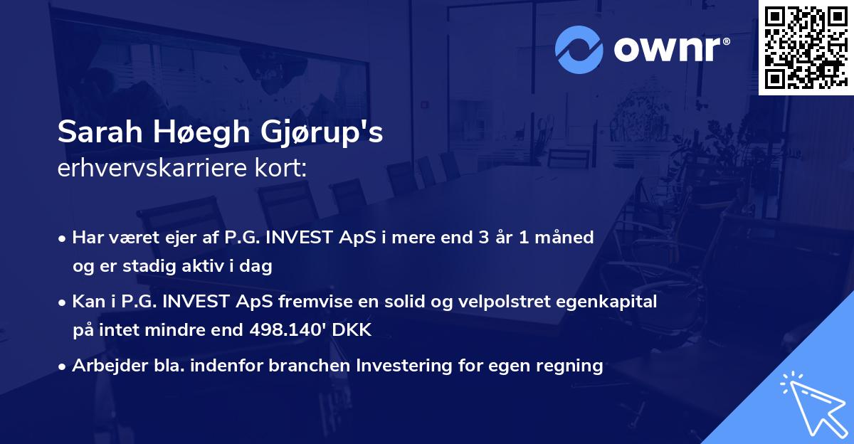 Sarah Høegh Gjørup's erhvervskarriere kort