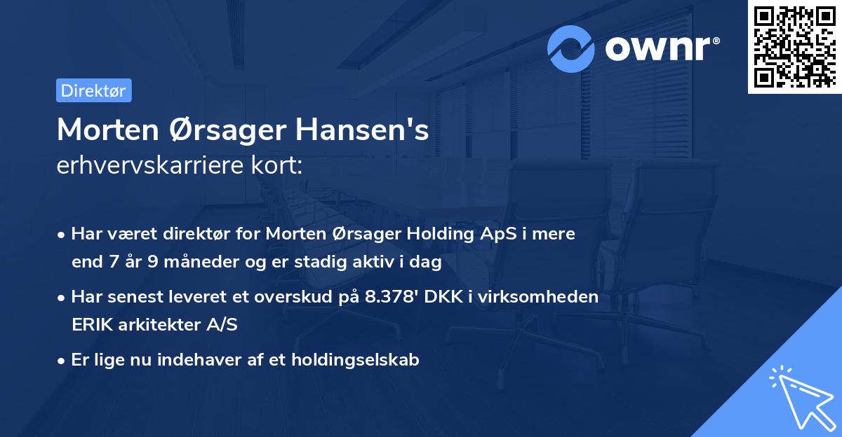 Morten Ørsager Hansen's erhvervskarriere kort