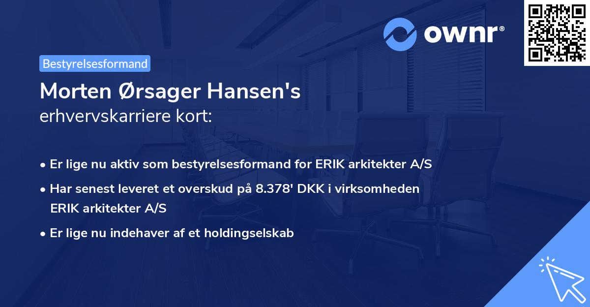 Morten Ørsager Hansen's erhvervskarriere kort