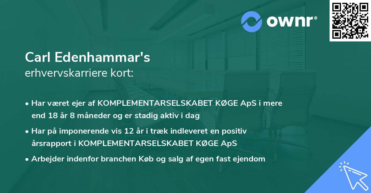 Carl Edenhammar's erhvervskarriere kort