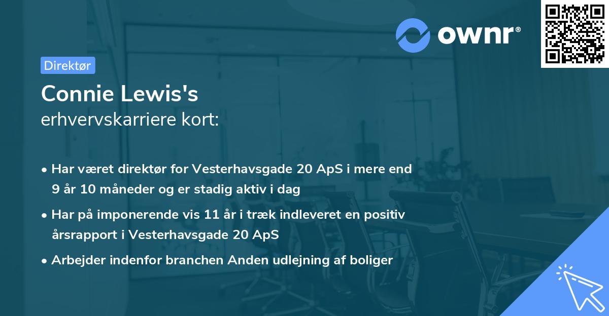 Connie Lewis's erhvervskarriere kort