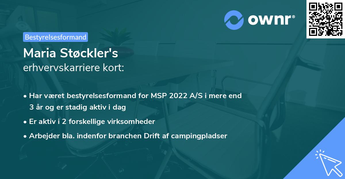 Maria Støckler's erhvervskarriere kort